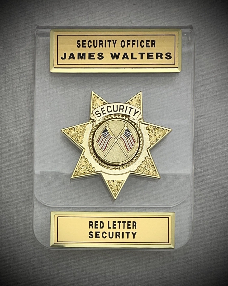 Security Guard Star Center Shield Badge Gold