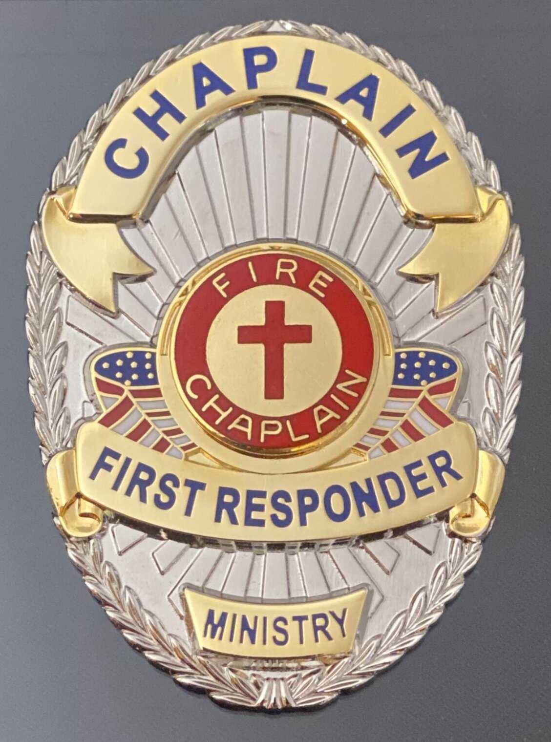 Chaplain First Responder - Badge with Pin and Safety Catch
