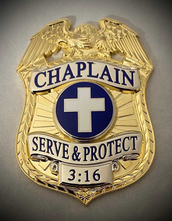 Chaplain Serve and Protect Gold Two-Tone  - Badge only