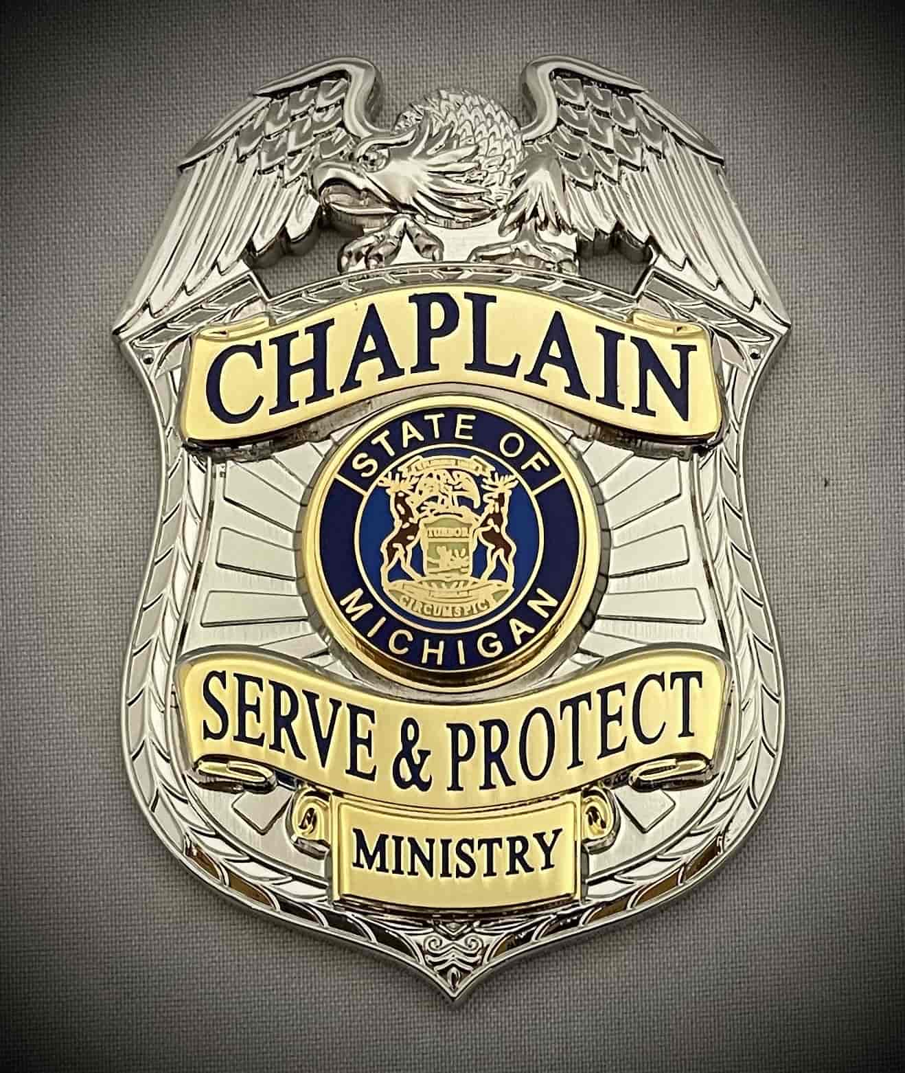 Chaplain Serve and Protect Ministry Silver Two-Tone  - Badge Only