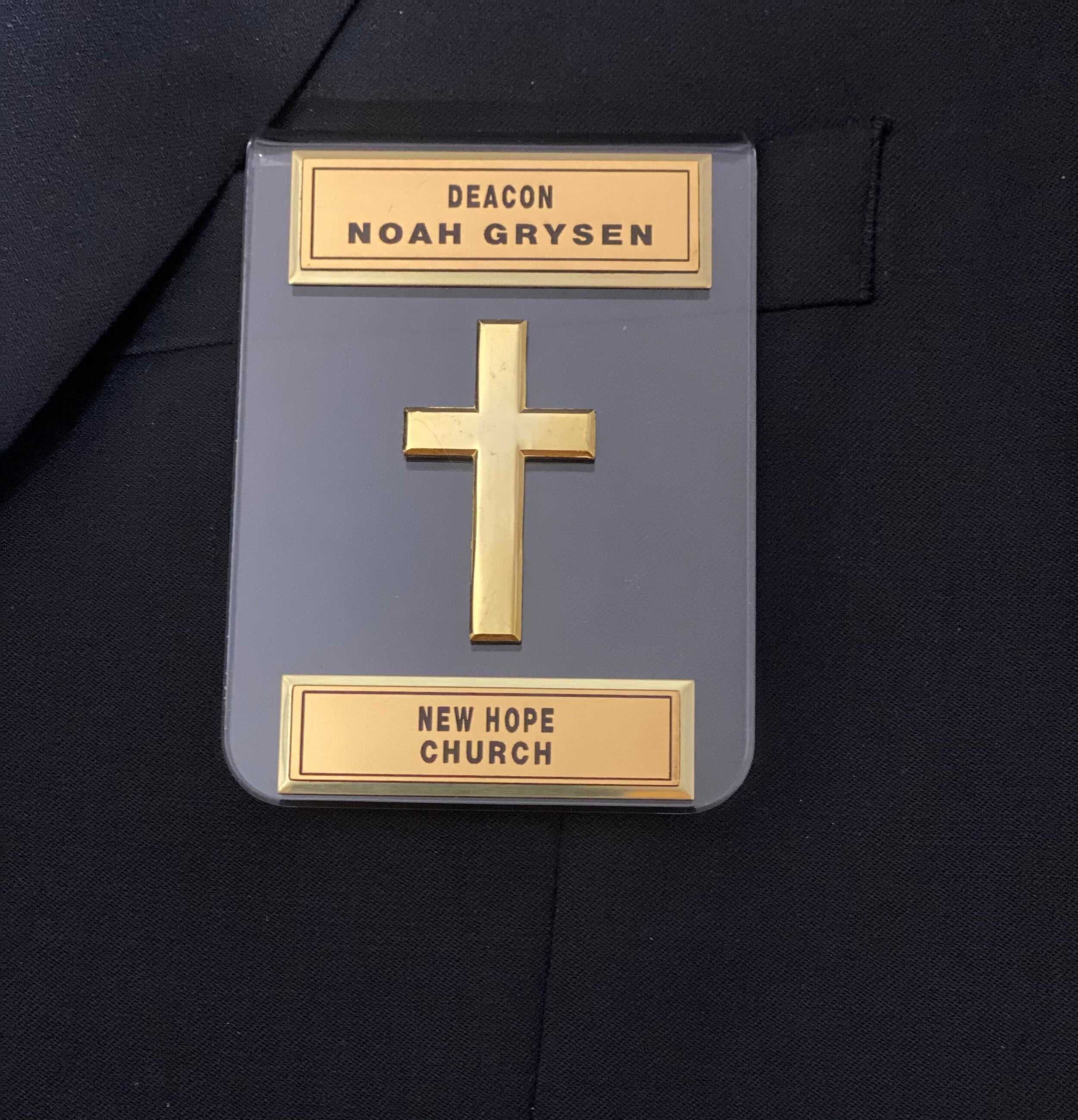 Cross Pocket Badge (Acrylic Holder)  Gold or Silver