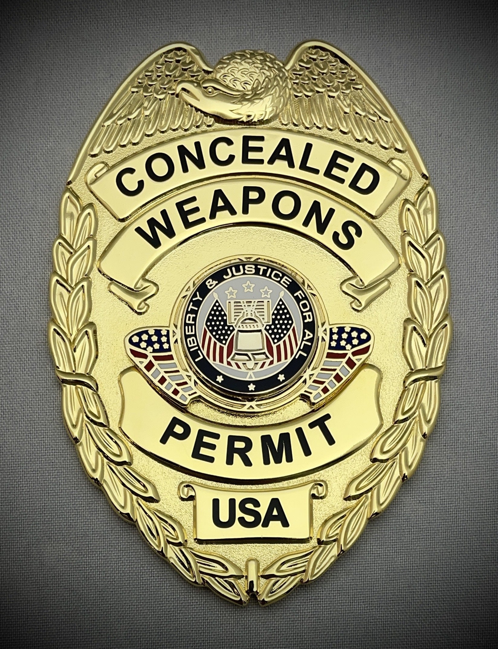 Concealed Weapons Permit Badge with Center Flags