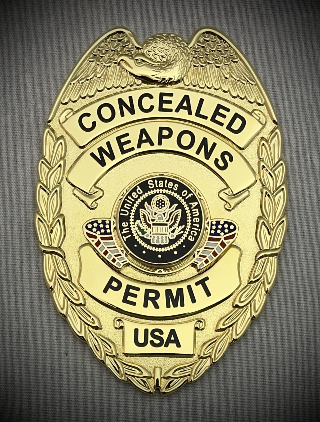 Concealed Weapons Permit Badge with Center Flags