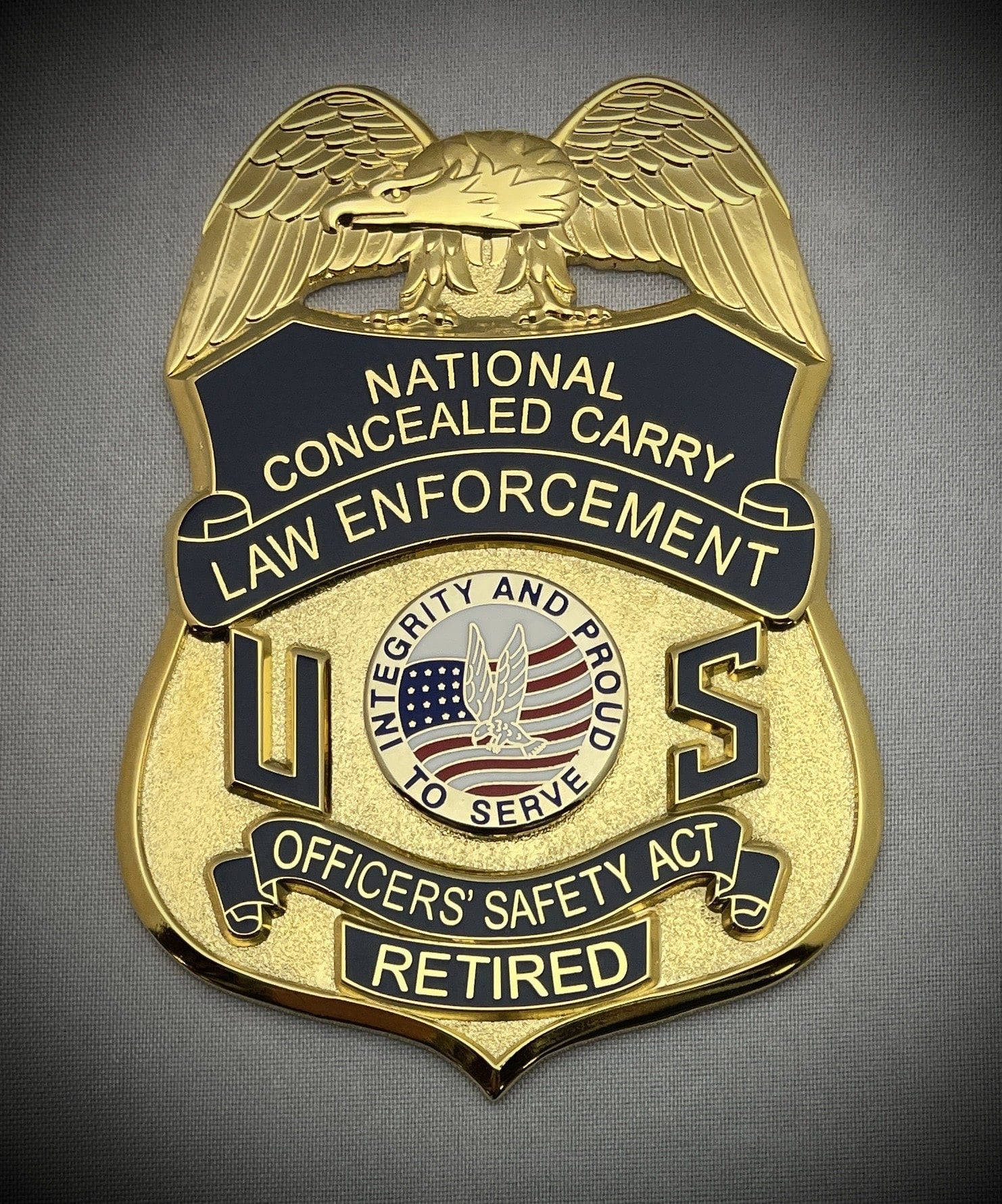 National Concealed Carry Law Enforcement Badge with leather ID holder