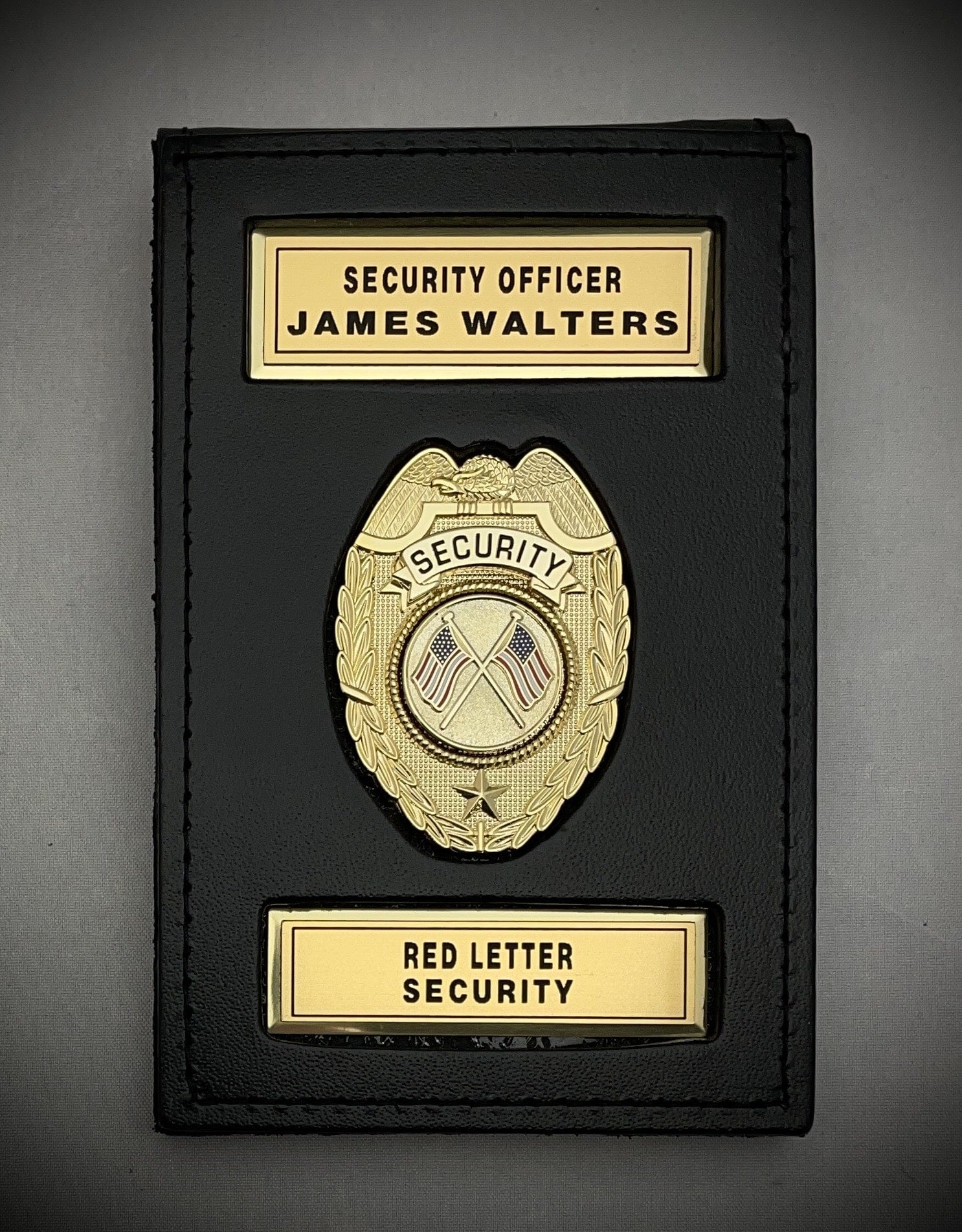 Security Badge Standard Shield with Leather Holder