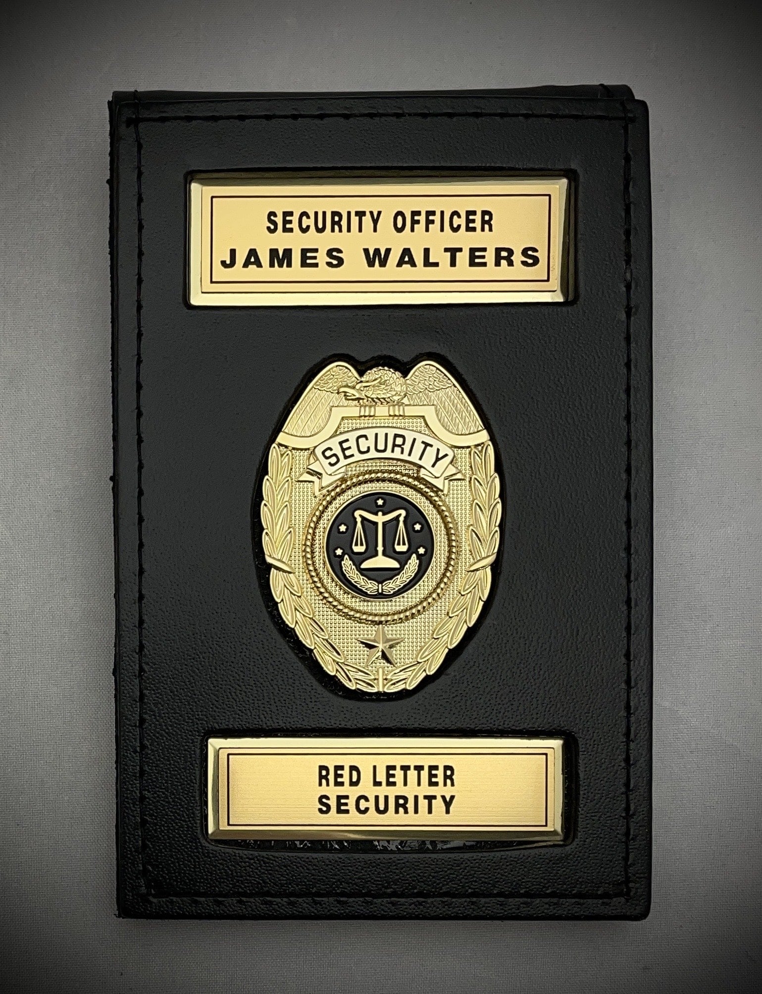 Security Badge Standard Shield with Leather Holder