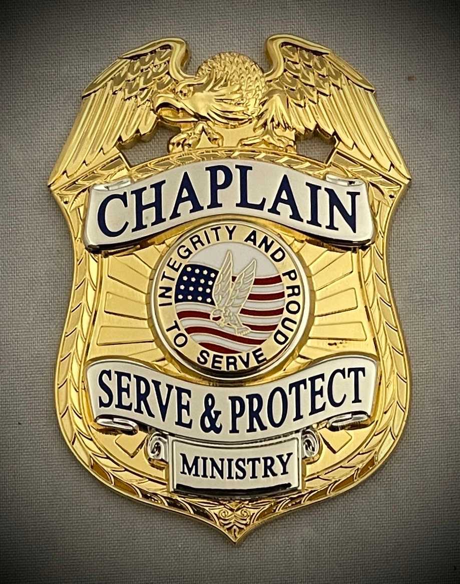Chaplain Serve and Protect Ministry Gold Two-Tone  - Badge Only