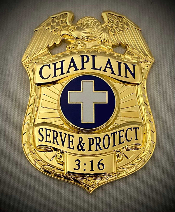 Chaplain Serve and Protect Gold - Badge only