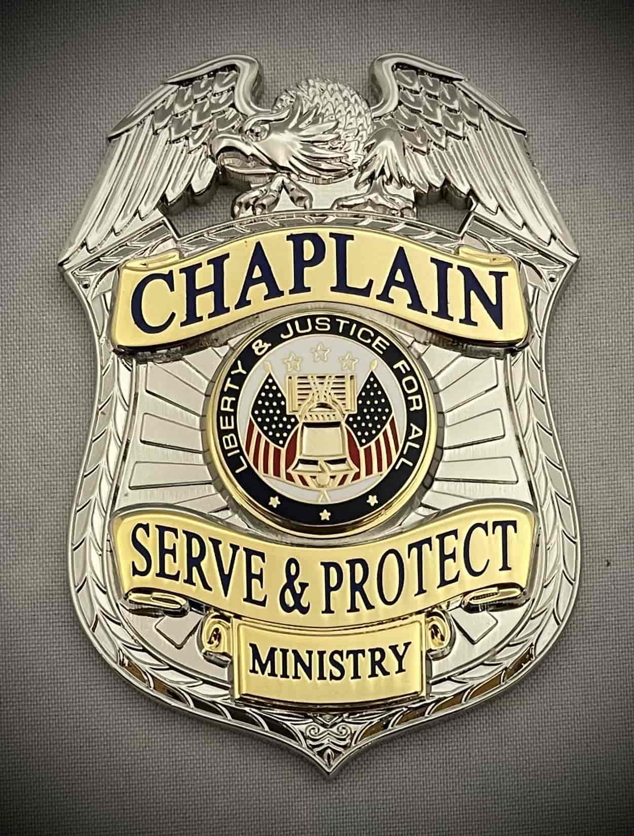 Chaplain Serve and Protect Ministry Silver Two-Tone  - Badge Only
