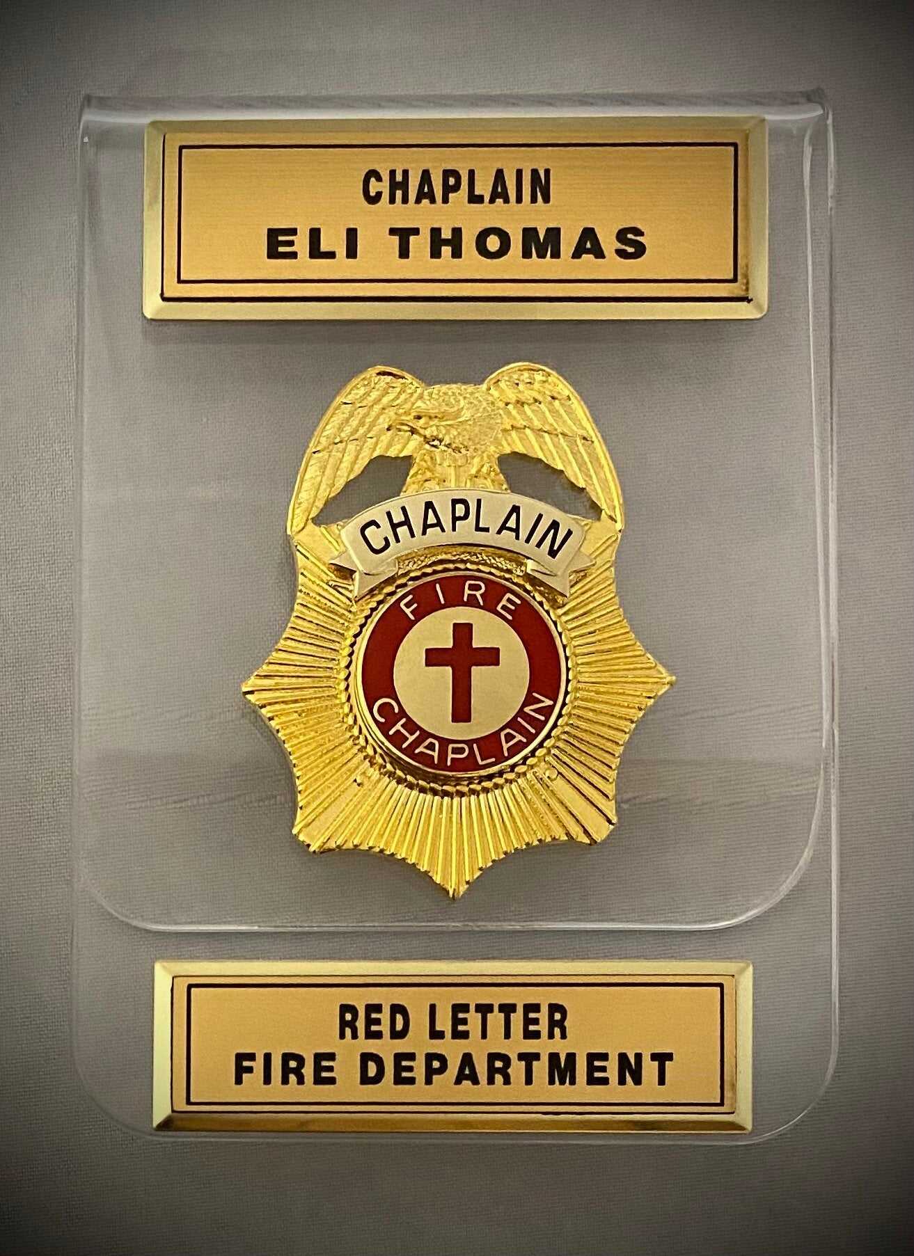 Chaplain Starburst with Eagle Badge (Acrylic Holder)