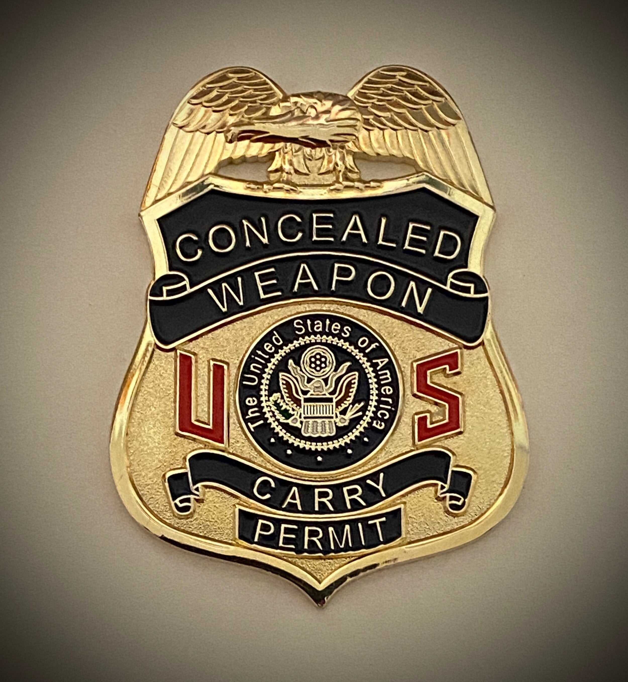 Concealed Weapon Badge with leather ID holder