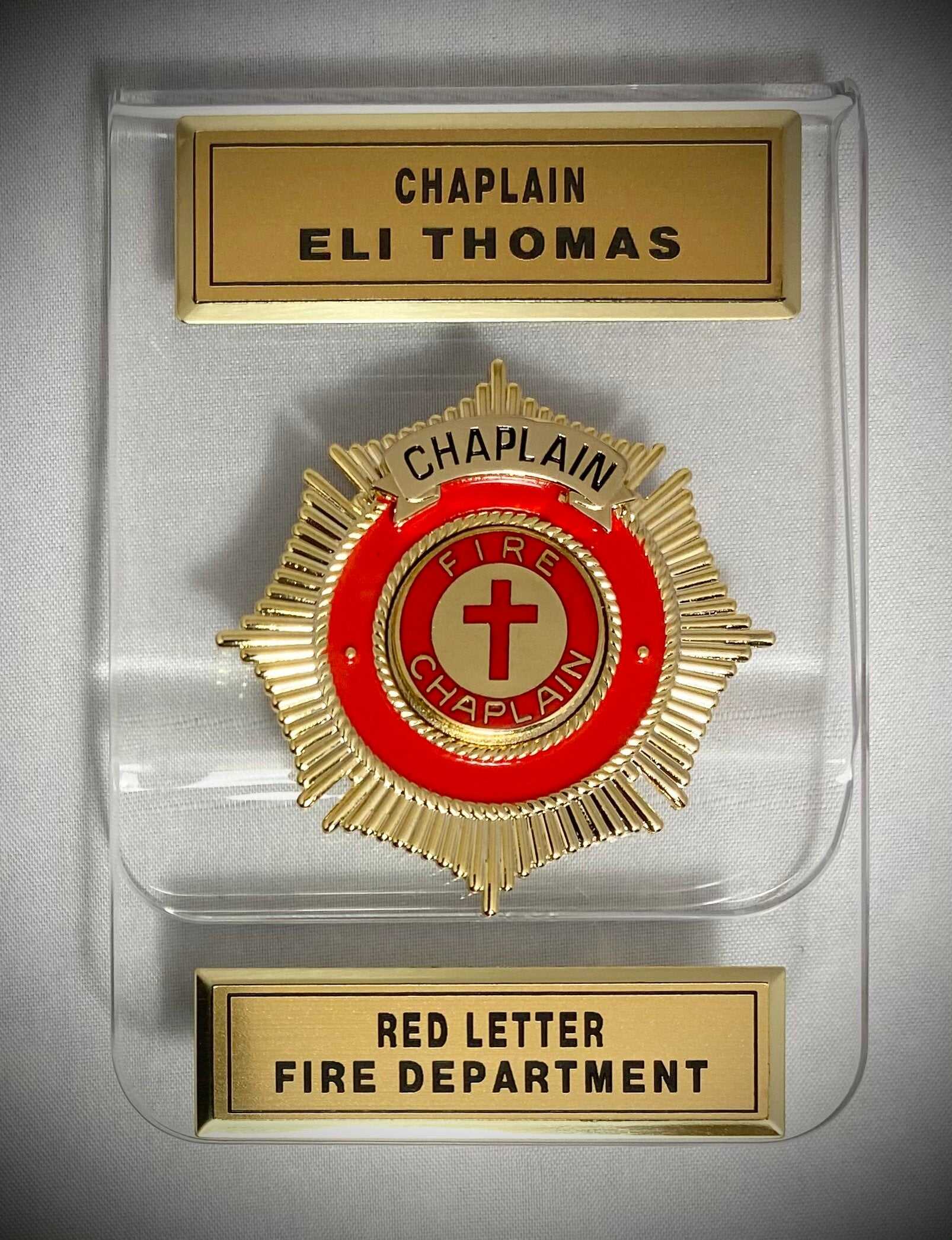 Chaplain Maltese Red Badge (Acrylic Holder)